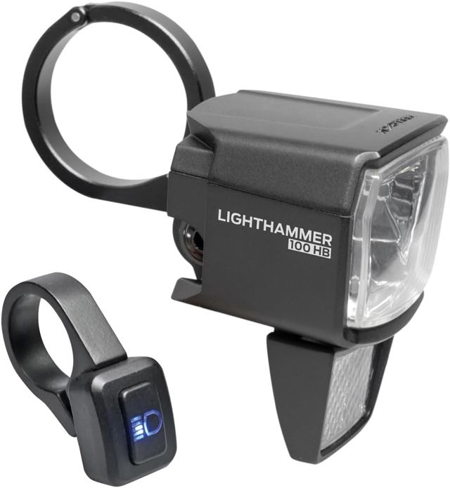 TRELOCK LS 890-HB Lighthammer 100 Lux E-Bike 12V Fahrradlicht – Inklusive Fernlicht-Schalter und Lenkerhalterungen – StVZO zugelassen
