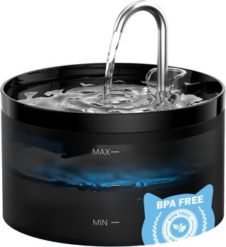 Giotohun Katzenwasserbrunnen, Wasserhan-geformt, super leiser Haustierwasserbrunnen, Aktivkohlefilter, durchsichtiger Wassertank, geeignet für mehrere Haustiere, 2 l, H1-Schwarz