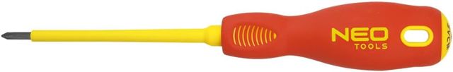NEO TOOLS Profi Elektriker Schraubendreher Kreuzschlitz SVCM-Stahl PZ1 x 80 mm | Biegefestigkeit 56 HRC, TÜV