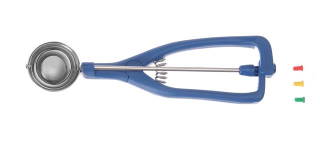 HENDI Eisportionierer Stöckel, verstärktem Glasfasernylongriff, mit Farbclips, geeignet für Geschirrspüler, Eislöffel, Eiscreme Löffel, 1/40, ø45mm, Edelstahl