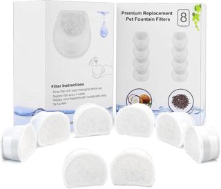 Katzenbrunnen Filter für PetSafe Drinkwell, 8 Ersatzfilter + 8 Schaumfilter