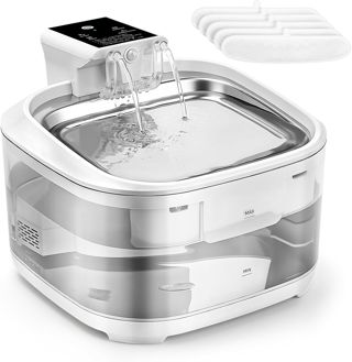 4,5L Katzenbrunnen Kabellos, Ultra-leise Trinkbrunnen für Hunde, 5Filters