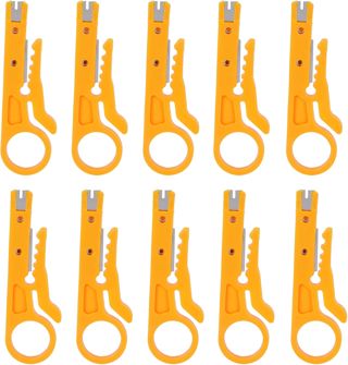 10Pcs Abisolierzangen, Mini-Abisolierzange Zum Crimpen für 5-6.2mm Kabel Mehrzweck-Abisolierzange für Elektriker Gelb