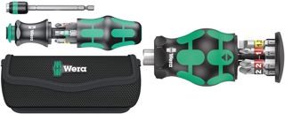Wera 05051016001 Kraftform Kompakt 20 Tool Finder 1, mit Tasche, 7-teilig, Schwarz Grün, One size & 05008873001 Kraftform Kompakt Stubby 1 Schraubendreher mit Bit Magazin, 6-teilig