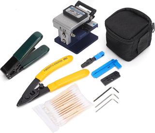 FTTH Fiber Optic Tool Kit, Splice Fiber Optic Stripping Tool Kit-Set mit Fiber Cleaver für die Installation, Betrieb und Wartung des Glasfasernetzwerks FC-6S
