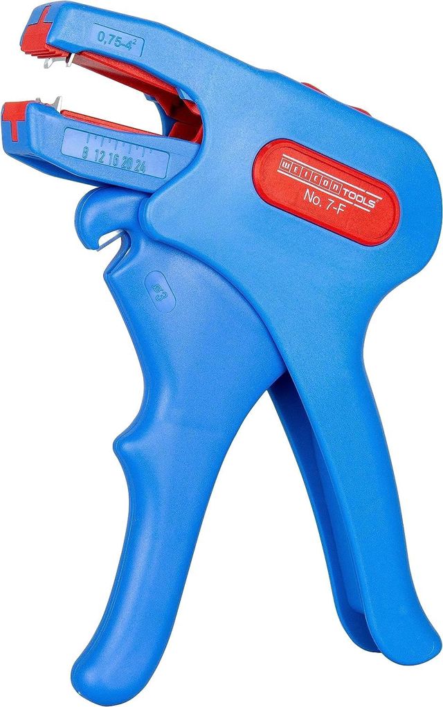 WEICON TOOLS 51001007 Abisolierzange No. 7-F für 0,75-4,00mm² Flachkabel mit Seitenschneider, blau/rot