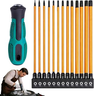 14 Stück 150mm Torx Lang Schraubendreher: Industriequalität Torx Bit Set, T5 T6 T7 T8 T9 T10 T15 T20 T25 T27 T30 T35 T40, Schraubendreher für Reparatur von Auto, Motorrad, Haushaltsgeräte
