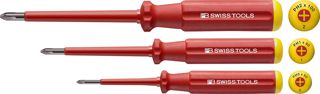 PB Swiss Tools PHILLIPS Kreuzschraubendreher-Set Elektriker VDE PB 5548, 3-tlg. (PH0/PH1/PH2), Isoliert bis 1.000 Volt, 100% Swiss Made, Unbegrenzte Garantie, Rot