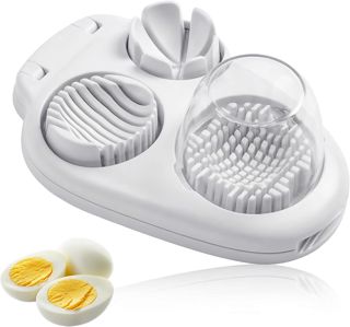 3-In-1 Edelstahl Eierschneider Mit Eierstecher,Eierschneider Spülmaschinenfest,Egg Slicer Mit Transparenter Schale,Für Eier,Pilze,Erdbeeren Und Weiches Obst
