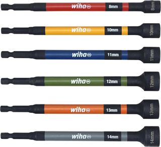 Wiha 6 Stück farbcodierte magnetische Muttern-Setter metrisches Set – 70487