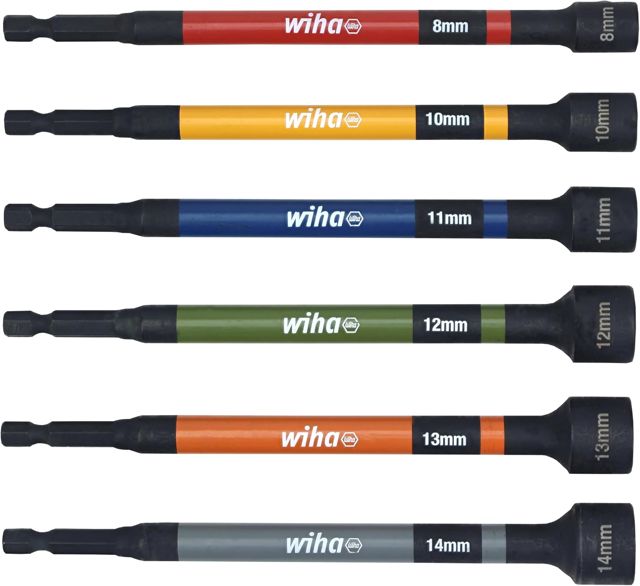 Wiha 6 Stück farbcodierte magnetische Muttern-Setter metrisches Set – 70487