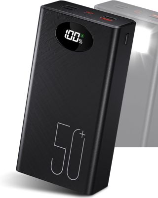 50000mAh Power Bank mit integriertem Kabel: Externer Akku mit 22,5 W Schnellladung und großer Kapazität, tragbares Ladegerät mit 5 Ausgängen und 2 Eingängen MP3 Player Lautsprech