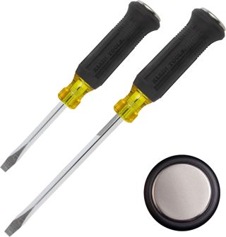 Klein Tools 85442DD Schraubendreher-Set, 2-teilig | Robuste Schlitz-Schraubendreher für Abbrucharbeiten | Durchgehende Stahlklinge mit Schlagkappe | Vierkantschaft, Klingenlängen 102 und 178 mm