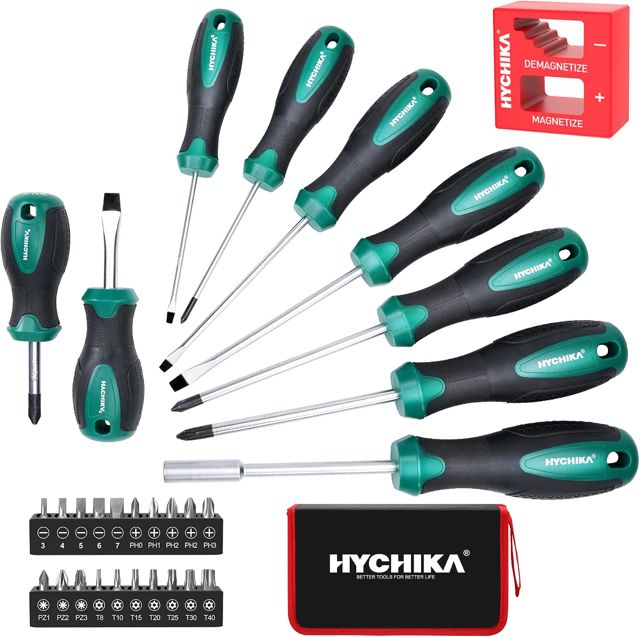 HYCHIKA Schraubendreher Set, 30 PCS Schraubenzieher Set, Einschließlich Kreuzschruubendreeher, Flachschraubendreher, Geeignet für DIY, Wartungsmöbel, Spielzeug