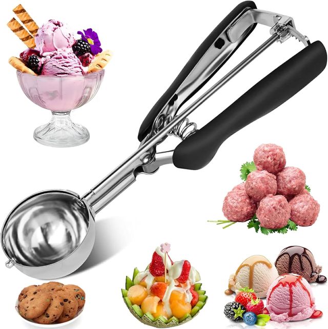 Eisportionierer Edelstahl 5cm, Eislöffel Portionierer 45ml Eiskugelportionierer, Eisportionierer Klein Teigportionierer, Ice Cream Scoop für Eiscremekugel, Melone, Fleischbällchen, Teig, Reis