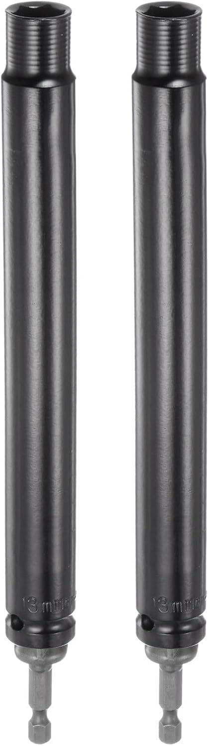 sourcing map 2 Stk. extra lange Hohlstecknüsse, 13 mm x 200 mm Tiefloch Schlagschrauber mit 1/4" Schnellwechsel Sechskantschaft Bohrmaschinenadapter