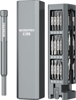 WORKPRO 60-in-1 Feinmechaniker Schraubendreher Set, Präzisionsschraubendreher-Set, mit Cr-V Bits, Einhandbedienung, mit Magnetischer Aufbewahrungsbox, für Präzise Reparaturen