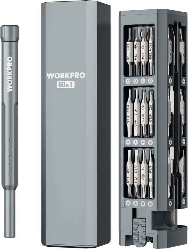WORKPRO 60-in-1 Feinmechaniker Schraubendreher Set, Präzisionsschraubendreher-Set, mit Cr-V Bits, Einhandbedienung, mit Magnetischer Aufbewahrungsbox, für Präzise Reparaturen