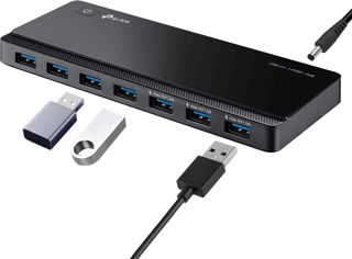 TP-Link UH700 USB 3.0 Hub mit Stromversorgung, 7-Port USB Verteiler & Splitter, idealer USB Adapter mehrfach für Windows, Mac, Chrome & Linux OS, mit Netzteil & EIN/Aus-Schalter