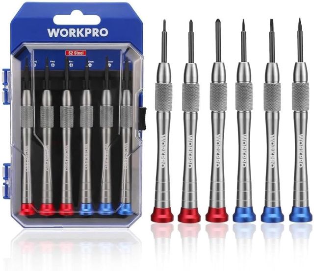 WORKPRO WP200549 Professionelles Uhrenschraubendreher Set, 6 Stück, magnetisch S2, elektronische Reparatur