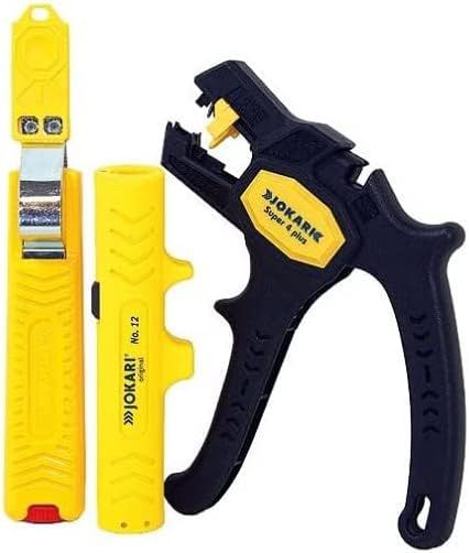 Jokari Kabelverarbeitungs-Set (mit Kabelmesser No. 28, Kabel-Entmanteler No. 12 und Abisolierzange Super 4 Plus, für Rundkabel Ø 8-28 mm) 490107
