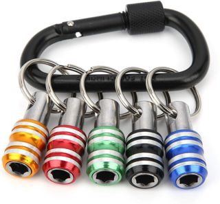 5-teiliger Schlüsselanhänger-Schraubendreher, Bithalter, Aluminiumlegierung, Schraubendreher-Set, Tasche für Handwerkzeuge, 3 Schlitze, 1 4-Zoll-Schnellspannwerkzeug