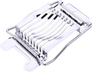 TOYANDONA Multifunktionaler Eierschneider aus Edelstahl mit Schneiddrähten und Komfortablem Griff für Küche und Kochen zu Hause Silberner Eier und Käseschneider