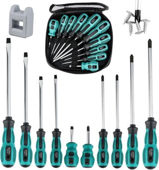 Schraubendreher Set Magnetisch, 10tlg Profi Schraubenzieher Set aus Chrom-Vanadium-Stahl, 5 Schlitz und 5 Kreuzschlitz Schraubendreher Satz, zum Befestigen und Lösen