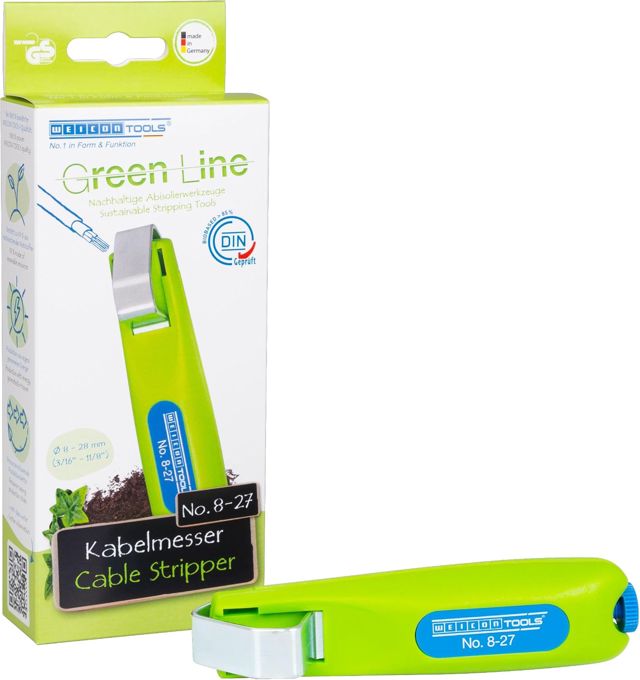 WEICON TOOLS Kabelmesser No. 8-27 Green Line | Nachhaltige Rohstoffe | Arbeitsbereich von 8-28 mm Ø
