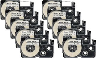 vhbw 10x Schriftband-Kassette Ersatz für Casio XR-18WE