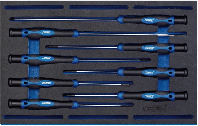 Draper Tools Extra langer Präzisions-Schraubendrehersatz (8-teilig)