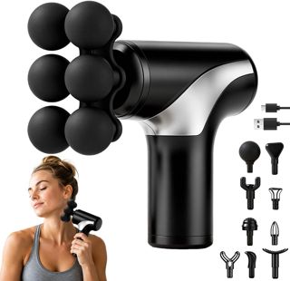 Massagepistole Mini, Massage Gun Mini mit 6 Einstellbaren Stufen, Massagegerät mit LCD Touchscreen 10 Köpfe Massage Gun, Massagepistole Testsieger für Schulter Körper Rücken Entspannung