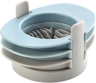 Eierschneider aus Edelstahl und Pp, Blau, 3-in-1, Stapelbar