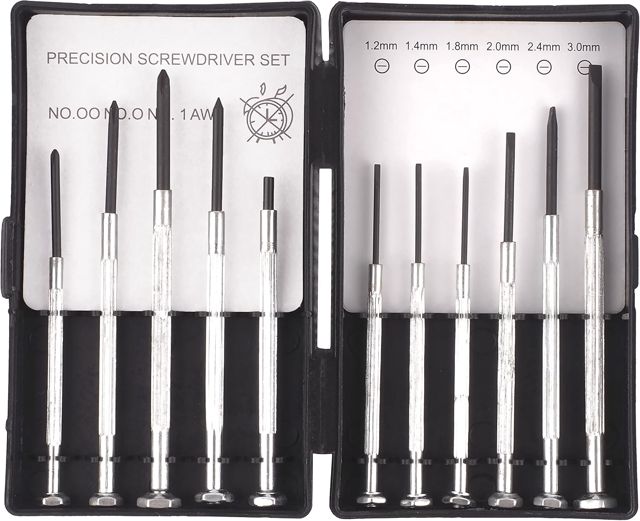 Präzisions Schraubendreher Schlitz Set 11 St. für Mechanik Werkzeuge für Kleinere Reparaturen: Laptop,Handy,Brillen Feinwerkzeug Magnetische Uhrenmacher Werkzeug-Satz in Aufbewahrungs-Box