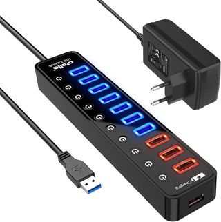 USB Hub mit Netzteil, atolla USB 3.0 Hub Aktiv mit 4 Ports SuperSpeed Datenübertragung und Schalter, USB Verteiler mit Intelligenter Charging Port und 15W(5V/3A) Netzteil Adapter