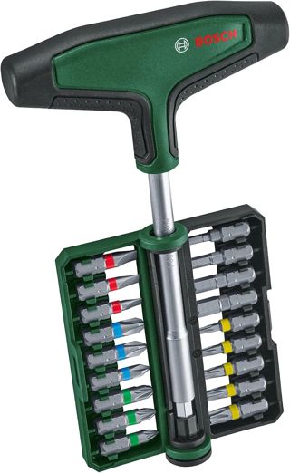 Bosch Bit-Schraubendreher-Set mit T-Griff 19-teilig