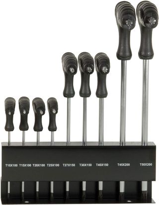 SW-Stahl 31660L T-Griff Winkelschraubendrehersatz, T-Profil T10-T50, 9tlg.