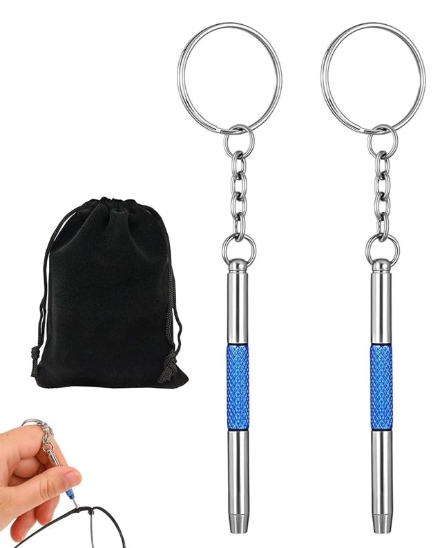 2Pcs 3 in 1 Mini Brillen Schraubendreher, Brillen Schraubenzieher,mini schraubenzieher,Klein mit Schlüsselbund Tragbarer Schraubendreher für brillen, Schmuck und Uhren Reparat