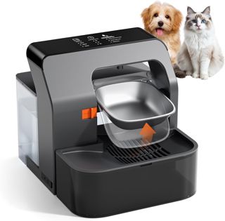 Trinkbrunnen für Katze Kabellos ohne Filter, 3,2L Katzenbrunnen mit Zeitgesteuertes Drehtablett, Akku 2200mAh (180 Tage Laufzeit), Trennung von Frisch und Abwasser, Wasserspender Katze Edelstahl,Leise