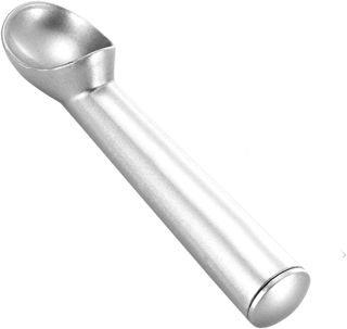 Eisportionierer aus Aluminiumlegierung, tiefe Kugel für Eis und Obst, ergonomischer für griff, spülmaschinenfest, Silber(Silver)